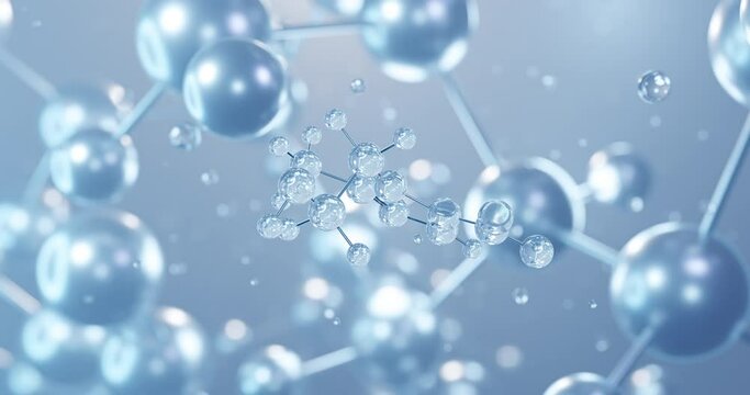 Metronidazole, rotating 3D model of antiprotozoal medication, seamless looped video, molecular structure with selective focus