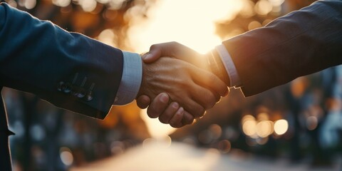 Businessmen making handshake with partner, greeting, dealing, merger and acquisition, business joint venture concept, for business, finance and investment background, teamwork and successful business - obrazy, fototapety, plakaty