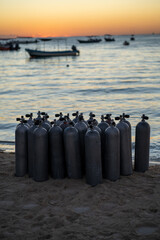 Oxygen Tanks On the beach in Mexico 