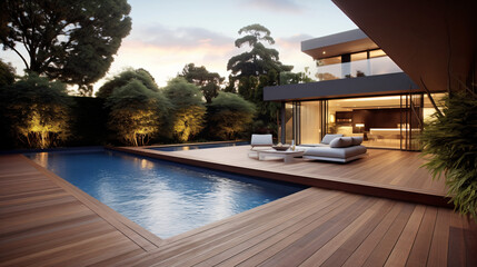 Obraz na płótnie Canvas Contemporary home with pool