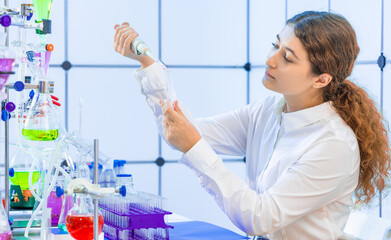  Scientist conducting a scientific experiment in a laboratory.