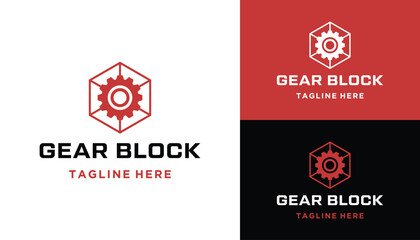 Simple Hexagon Cog Gear For Machine Factory Industrial Logo Design.