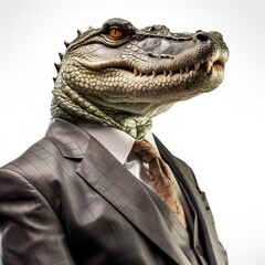 crocodile dressed in man business suit