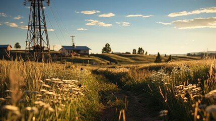 Golden hour over a peaceful rural landscape