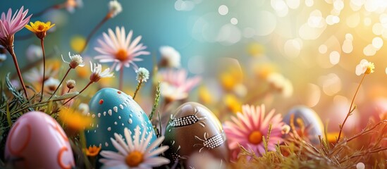 Fototapeta na wymiar Abstract beautiful spring colours easter eggs background