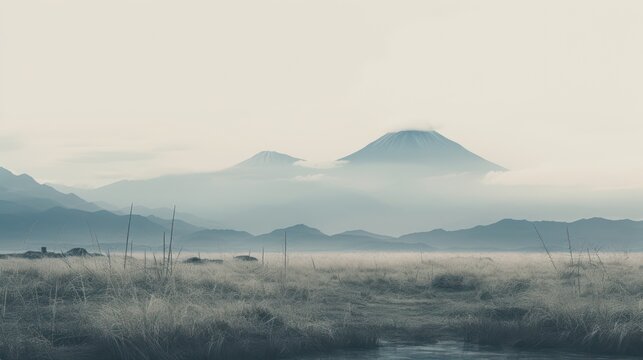 mountain landscapes in the fog