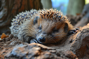 the hedgehog is sleeping