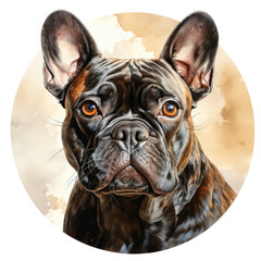 watercolor French Bulldog clipart, Generative Ai