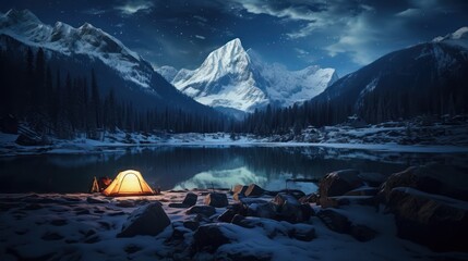 night camp near the mountains
