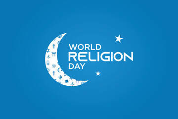 vector graphic of World religion Day is good for World religion Day celebration. moon flat design. flyer design.flat illustration. - obrazy, fototapety, plakaty