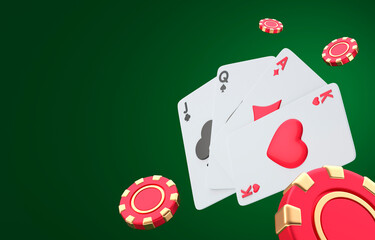Isolated Poker Cards. 3D Illustration