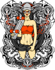 charming girl illustration