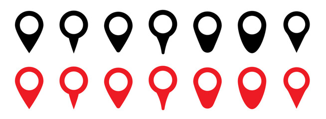 Location pin icon. Map pin place marker. Set of map pointers