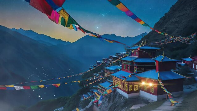tibetan prayer flags in the himalayas