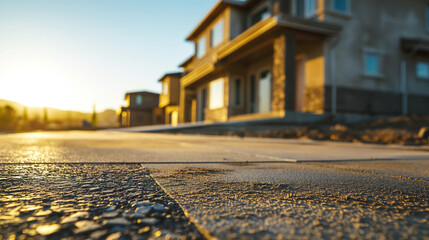 Fototapeta premium Sunrise over a suburban street.