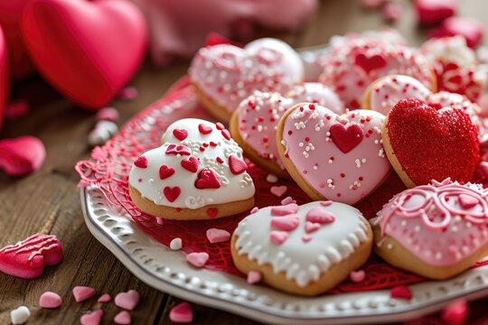 Captivating images showcasing homemade cookies and cupcakes artistically adorned and styled to embody the essence of Valentine's Day