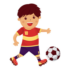 a Boy Playing Football Vector Illustration