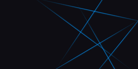 Abstract black with blue lines, triangles background modern design