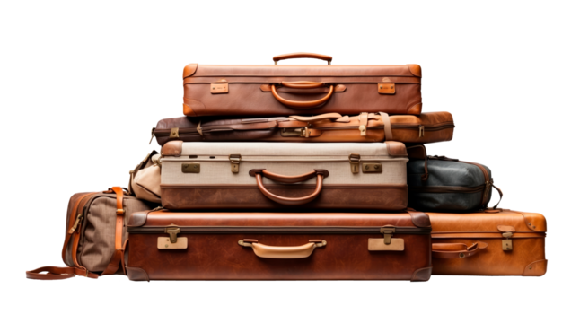 Pile of old suitcases isolated, travel concept - Powered by Adobe