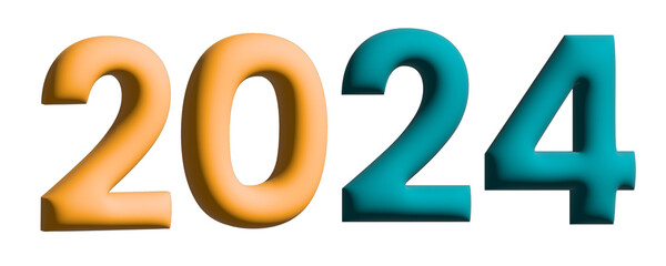 2024 TEXT isolated on white, New year 2024 alphabet