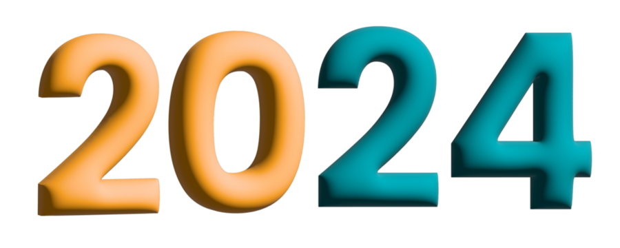 2024 TEXT isolated on white, New year 2024 alphabet