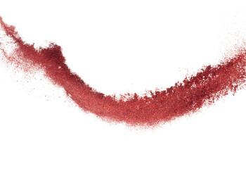 Red metallic glitter sparkle explosion in air. Red Glitter sand spark blink celebrate Chinese new...