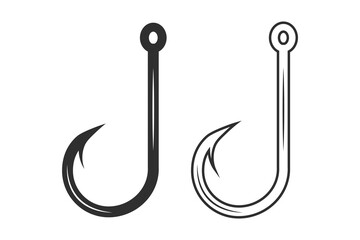Fishing Hook Vector, Fishhook silhouette, Fishing Hook Set, Premium Quality Fishing Hook Vector, Fishing Hook Graphics, Stylish Fishing Hook, illustration, Classic Fishing Hooks in Vector Format - obrazy, fototapety, plakaty
