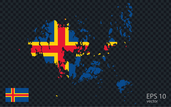 Vector map of Aland Islands. Vector design isolated on grey background.
