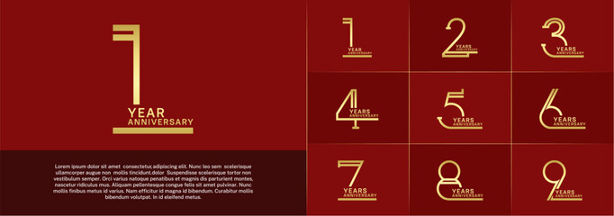 set of anniversary logotype golden color for special celebration event