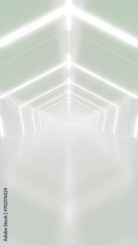 Aufkleber Abstract white futuristic geometric tunnel, architecture design concept, 3d rendering. loop animation..
