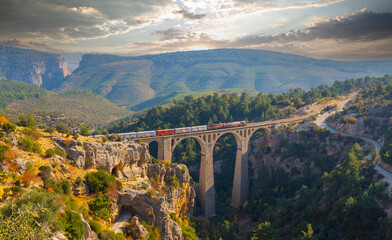Historical Varda Bridge in Adana Province of Turkey - obrazy, fototapety, plakaty