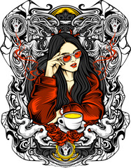 charming girl illustration