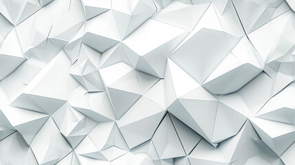 Obraz premium White geometric shapes cluster together, creating a three-dimensional abstract pattern on a monochromatic background