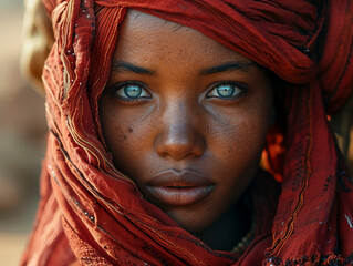 Member of North African from Tuareg tribe in traditional clothing - obrazy, fototapety, plakaty