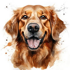 watercolor Golden Retriever clipart, Generative Ai