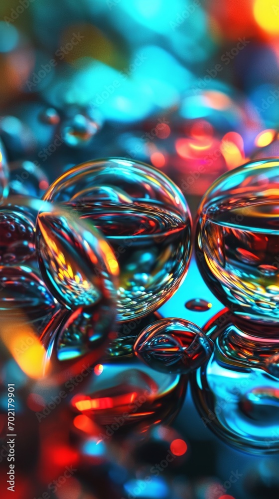 Wall mural bright abstract background with glass lenses of different colors. dynamic and visual background