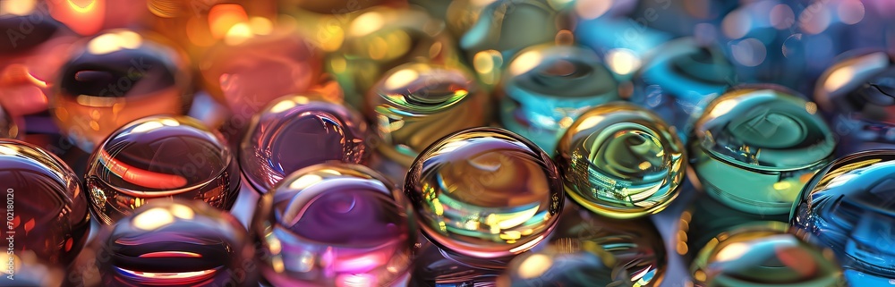 Poster bright abstract background with glass lenses of different colors. dynamic and visual background