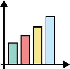 This vector illustration showcases a colorful and dynamic bar chart icon, perfect for use in presentations, infographics, websites, and more