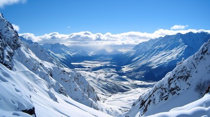 Fototapeta na wymiar Natural landscape of snow-capped mountains