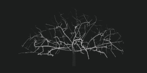 Digital tree with sprouts and binary code. Connections growth. AI spread of data. - obrazy, fototapety, plakaty