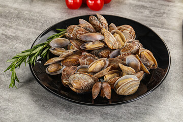 Raw vongole clams for cooking