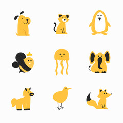 collection of flat icons animals