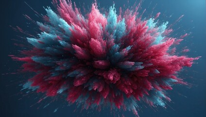Fototapeta premium A stunning explosion of blue and pink tones with a frosted look, floral burst