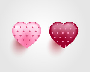 Realistic 3d heart symbol love. Vector illustration,