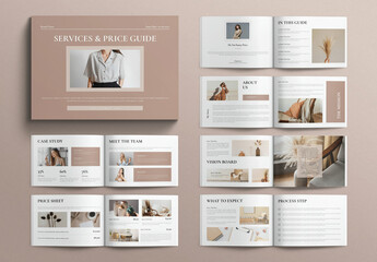 Fototapeta na wymiar Services and Pricing Guide Template Magazine Design Layout Landscape