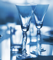 Glasses for the wine on the table