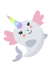 Happy unicorn whale with wings © soniagoncalves