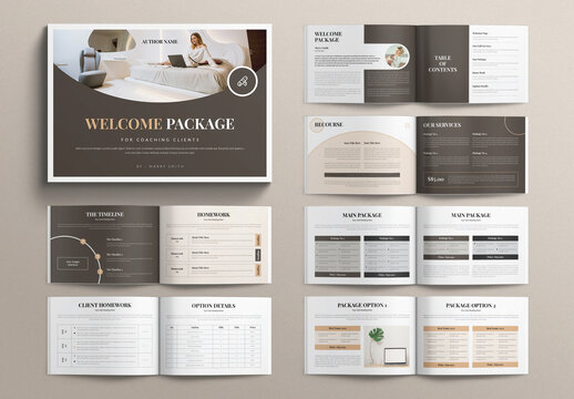 Welcome Package for Coaching Clients Template Design Layout Landscape