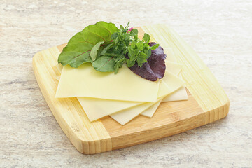 Sliced goat cheese for breakfast