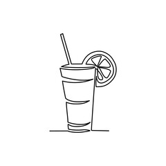 Cocktail drawn in line art style